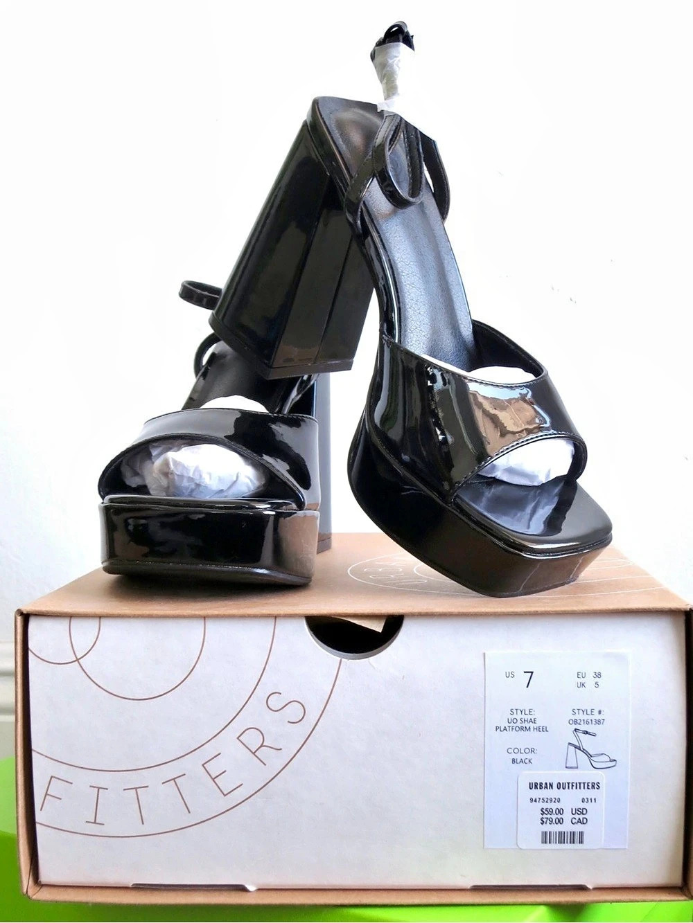 Urban Outfitters UO Shae Platform Heel Black Platform Heels US 7 NWT